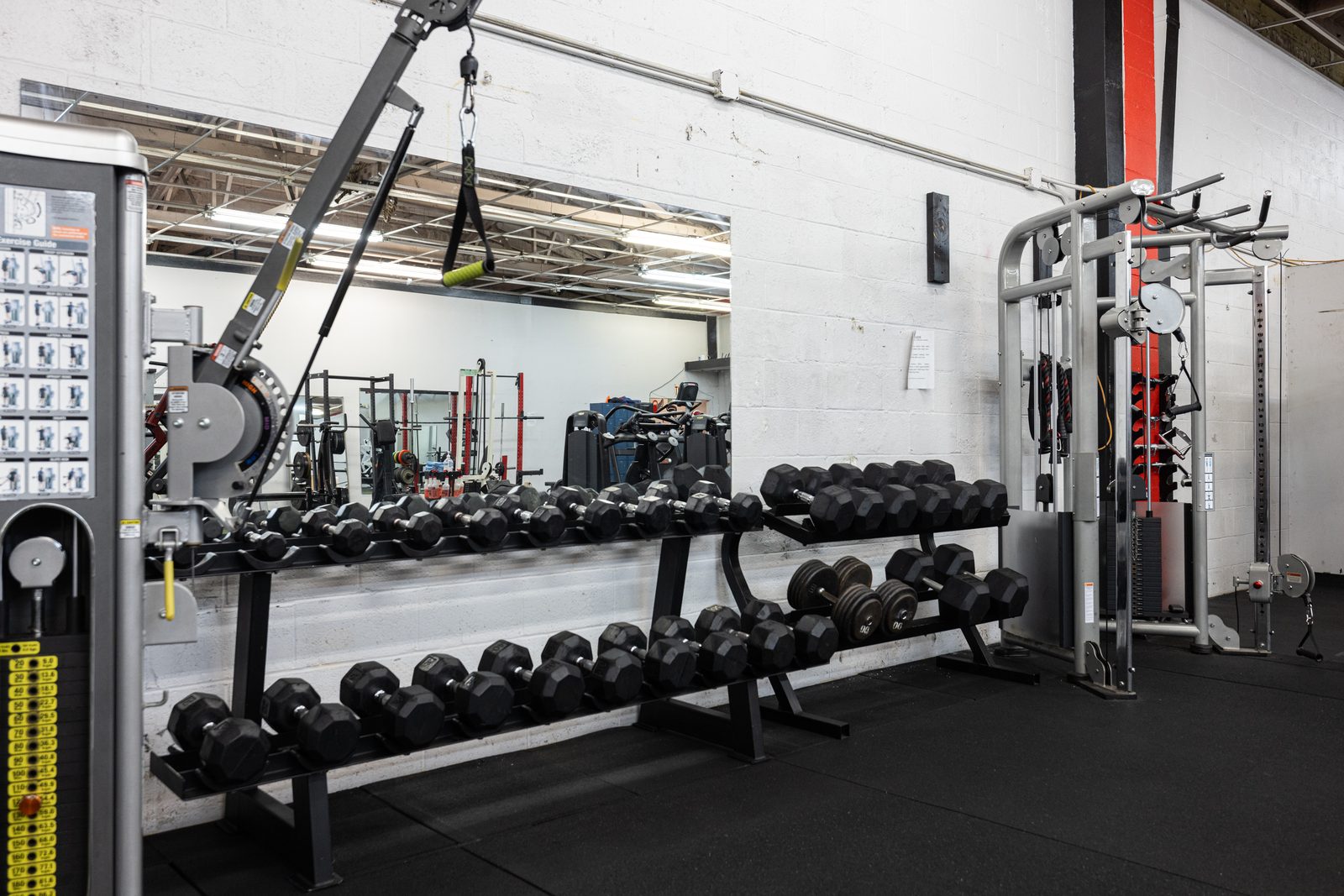 Full dumbbell rack and cable machine station